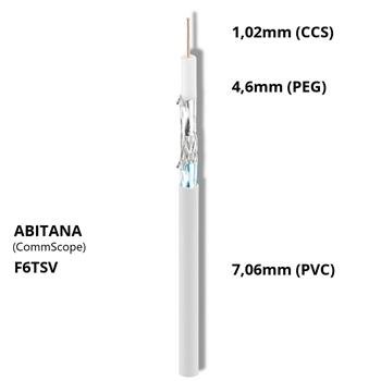 Koaxiálny kábel ABITANA F6TSV, Tri-Shield, CCS, PVC, 100m