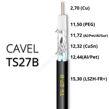 Koaxiálny kábel CAVEL TS27B LSZH 15.3mm Class A++(B2ca,s1a,d1,a1) 500m