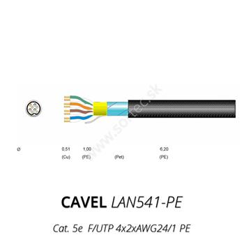 LAN kábel vonkajší CAVEL 541, Cat5e, PE, F/UTP (FTP), čierny, 150m balenie