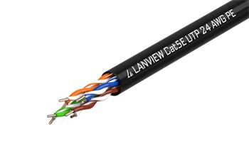 LAN kábel vonkajší Lanview CAT5E U/UTP, PE, predaj na metre