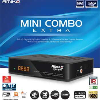Satelitný prijímač DVB-S2/T2/C Amiko Mini Combo Extra