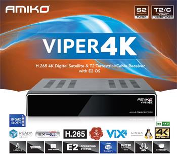 Satelitný prijímač DVB-S2+T2/C AMIKO VIPER 4K COMBO