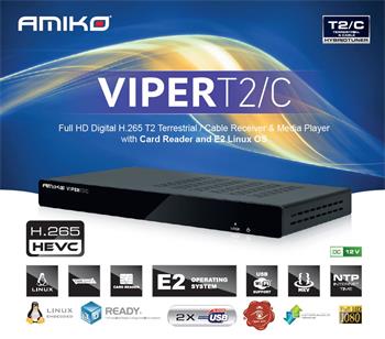 Terestriálny / Káblový prijímač Full HD Digital Hybrid AMIKO VIPER T2/C H.265 s E2 OS