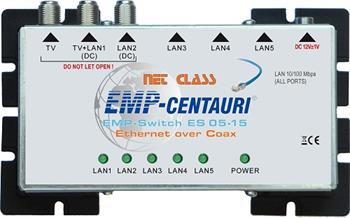 UTP/koaxiálny ethernet prepínač EMP-Centauri ES05-15